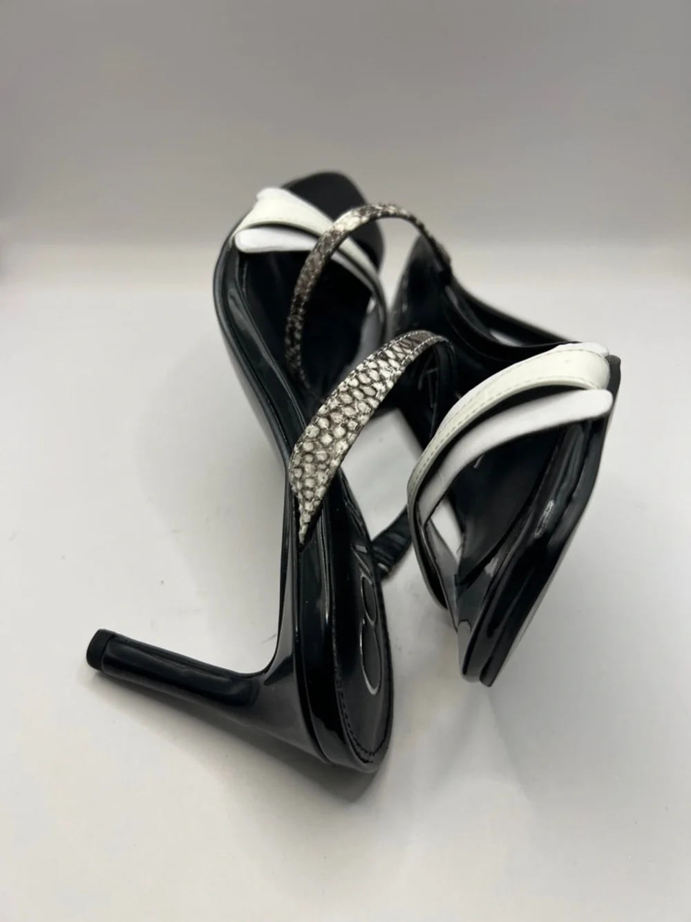 Calvin Klein Women's White and Black Strappy Sandal